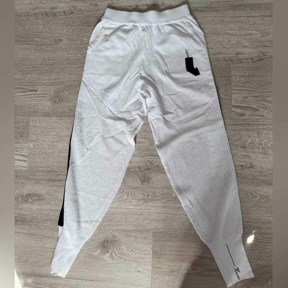 White and Black knit Athletic Pants